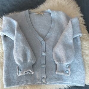 Sézane Gilet Mia Mohair Cardigan in Blue Ciel - Size Small